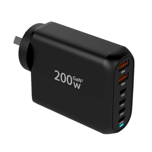 100w 200w gan氮化镓充电器65w四口双C口typec充电头智能手机充电器澳洲规标八字脚角三叉usb快速充电头插头