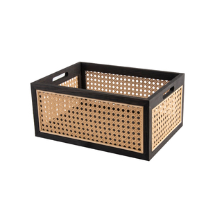 仿藤编收纳筐家用桌面编织篮子玩具零食杂物化妆品日式浴室实木框