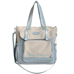 日韩可爱少女心手提单肩斜挎托特包初高中大学生上课补习袋帆布包