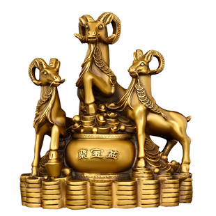 铜三羊开泰领头羊摆件三阳开泰铜羊中式家居客厅玄关装饰礼品