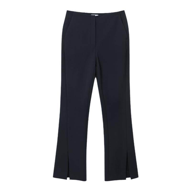 OVV秋冬热卖女装时髦大方开衩微喇叭裤休闲拖地长裤