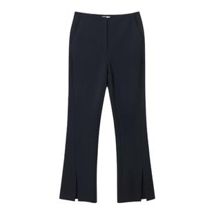 OVV秋冬热卖女装时髦大方开衩微喇叭裤休闲拖地长裤