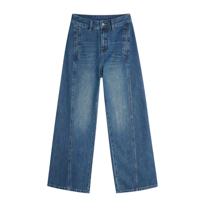 王家有鱼秋冬新款宽松阔腿牛仔裤