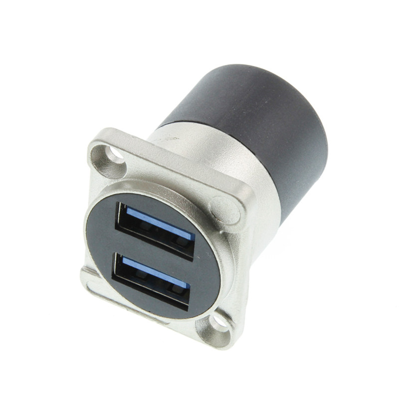 DTZ-2USB 3.0双口母对母D型USB插座机柜卡农面板四口双通道2.0#