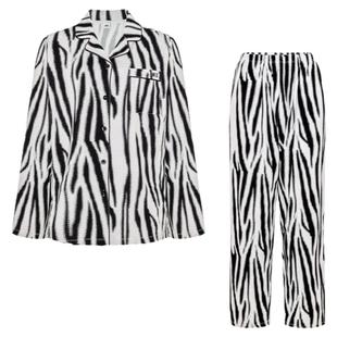 【软棉棉】爱美丽纯棉睡衣女斑马印花春秋新款长袖长裤家居服套装