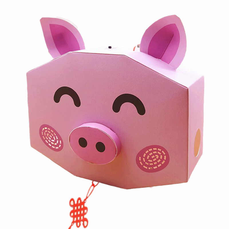 小猪宝宝春节元宵发光手提纸花灯