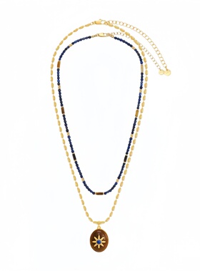 莫图蓝调复古青金石木质锁骨链