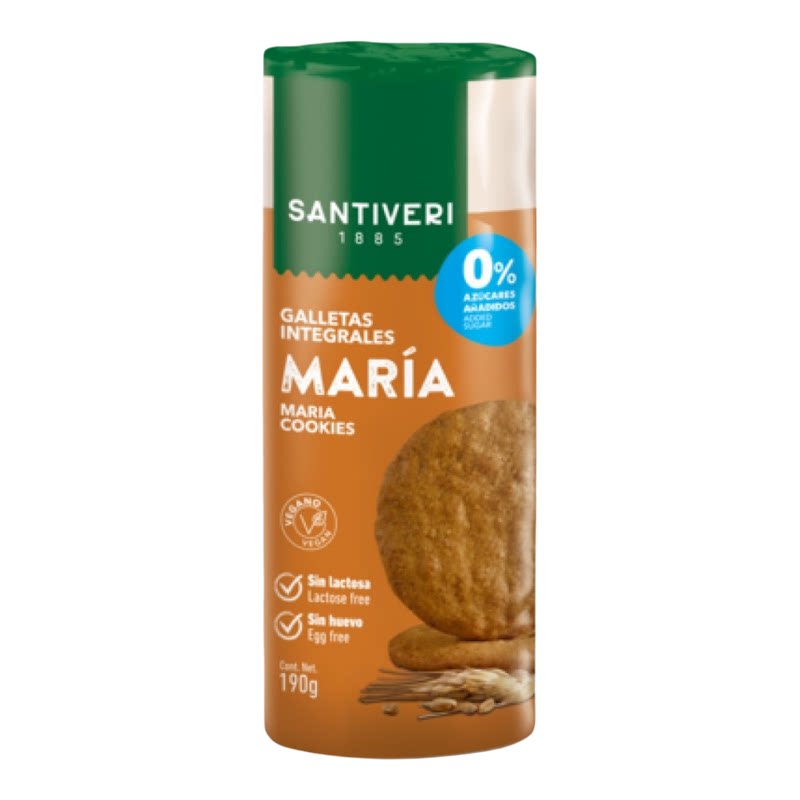 Santiveri 全麦马利饼消化饼190g低糖低盐健康小食饼干休闲食品版