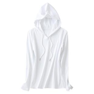 纯棉连帽卫衣女2025新款春秋季修身内搭打底上衣长袖薄款帽衫潮牌