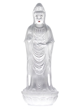 琉璃站像观世音居家供奉佛堂摆件