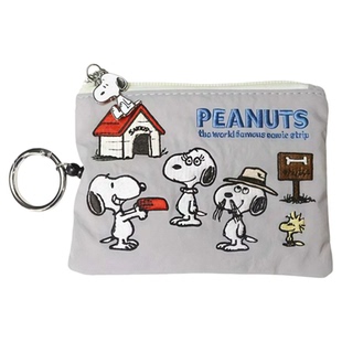 日系卡通狗狗查理刺绣可伸缩挂钩钥匙包卡包零钱包可爱挂饰收纳包