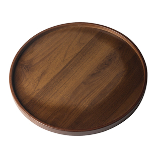 胡桃木质托盘商用竹木茶盘家用水果蛋糕圆托盘日式放茶杯盘收纳盘