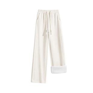 班尼路S&K系列雪尼尔阔腿裤女款2025冬季新款加绒保暖窄版直筒裤Q