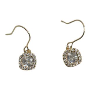 手作小方钻14k包金耳环小众气质耳钩ins风耳饰高级感轻奢女01273