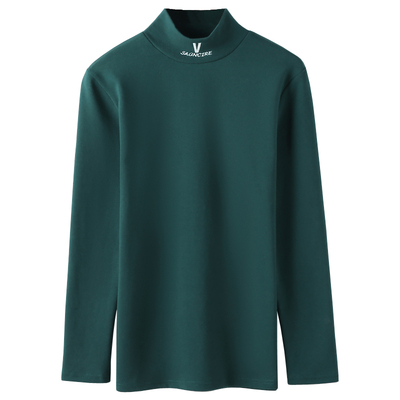 不起球纯棉磨毛半高领打底衫女