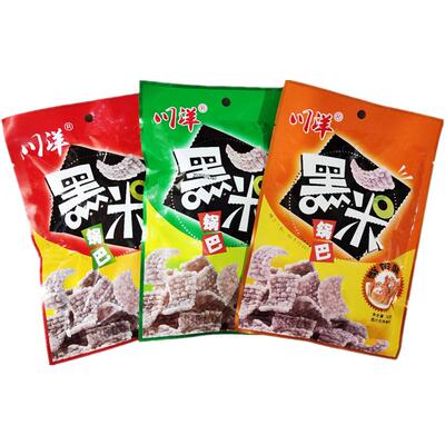 四川黑米锅巴川洋膨化零食办休闲