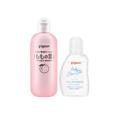 【自营】贝亲进口王牌新生儿护肤组合 桃叶精华桃子水+无香抚触油