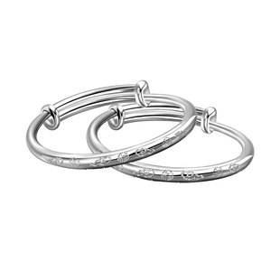 老银匠宝宝银手镯s999纯银祥云婴幼儿满月周岁礼男女小宝宝银手镯