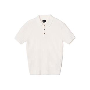 CLUB MONACO男装翻领绞花复古休闲短袖POLO针织衫
