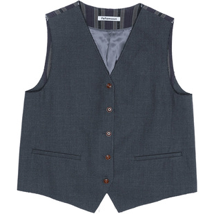 fafamoon设计师品牌 2025夏季新品休闲复古深灰色V领西装马甲女