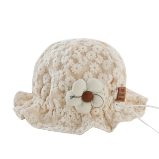 婴儿帽子春秋款防晒遮阳洋气渔夫帽小月龄女宝宝外出可调节公主帽