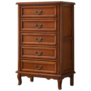 美式实木斗柜客厅靠墙沙发边柜储物柜卧室置物柜五斗柜收纳抽屉柜