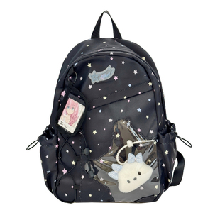 痛包双肩包女生小学生星星波点白色小食量书包初中生小型轻便背包