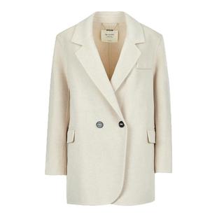 DTLANDO冬季款女装米白色宽松休闲品质绵羊毛高级感大衣外套