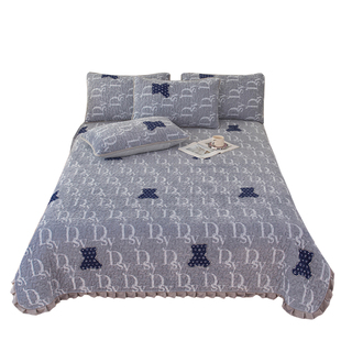 冬季加厚牛奶绒夹棉床盖单件加绒法兰珊瑚绒榻榻米床单人沙发盖毯