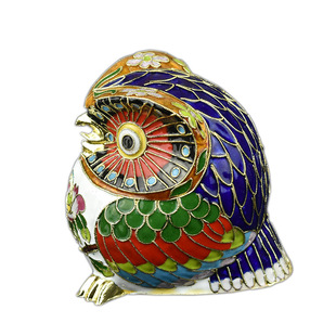 七八十年代景泰蓝老货动物花丝猫头鹰摆件北京特色手工艺赠送礼品