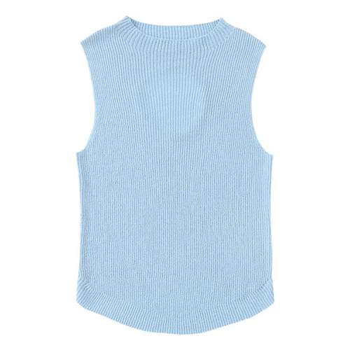 CryingCenter baby蓝深灰后背镂空泡泡纱针织紧身小背心 哭喊中心