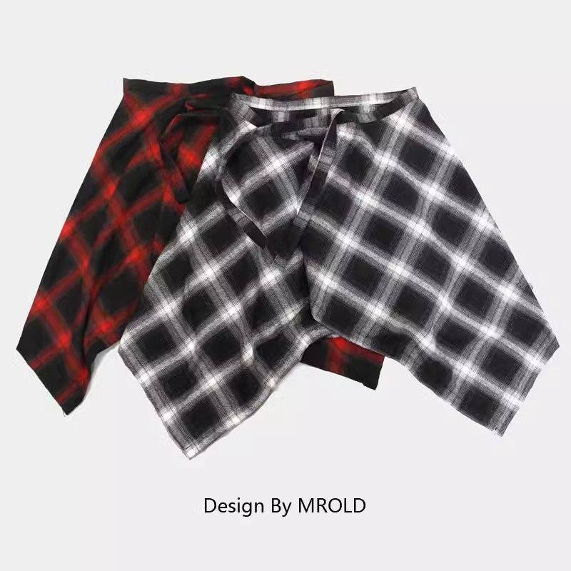 日系复古黑白格子屁帘儿童跳舞半裙裙舞蹈女童街舞裙男童叠穿腰封