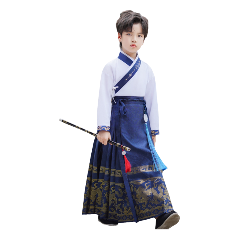 汐沚春秋男童民族风汉服马面裙