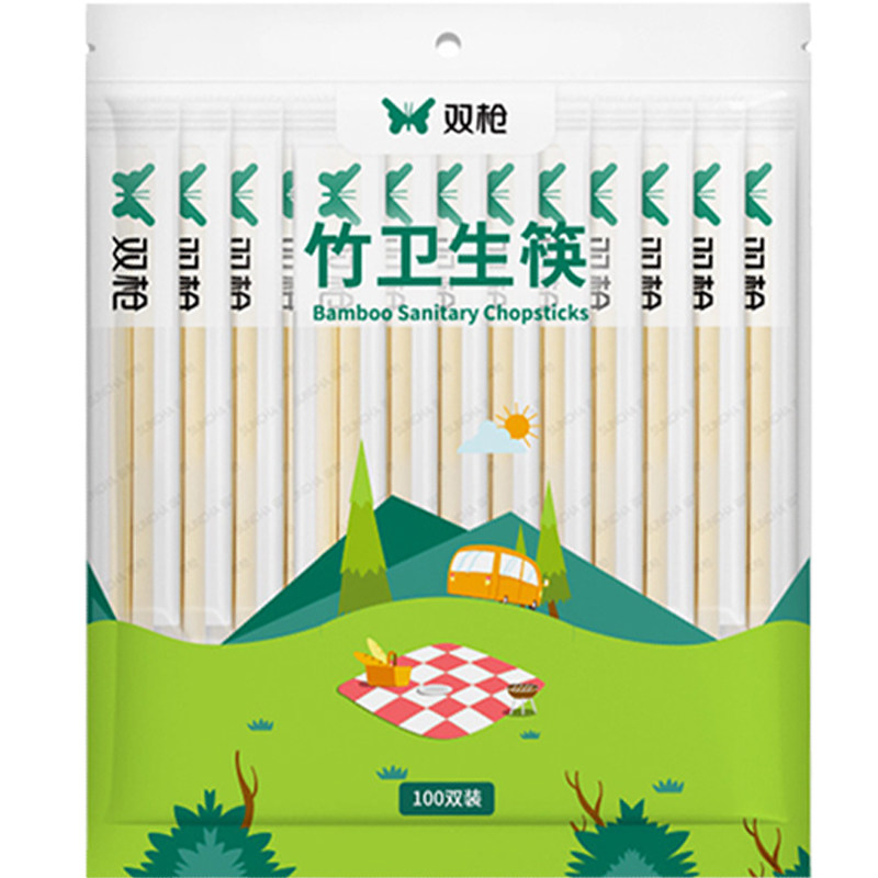 双枪一次性筷子餐具包饭店外卖便宜专用竹筷子家用干净卫生独立装