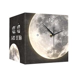 2026新款客厅转角时钟壁灯发光双面挂钟免打孔数显万年历电子钟表