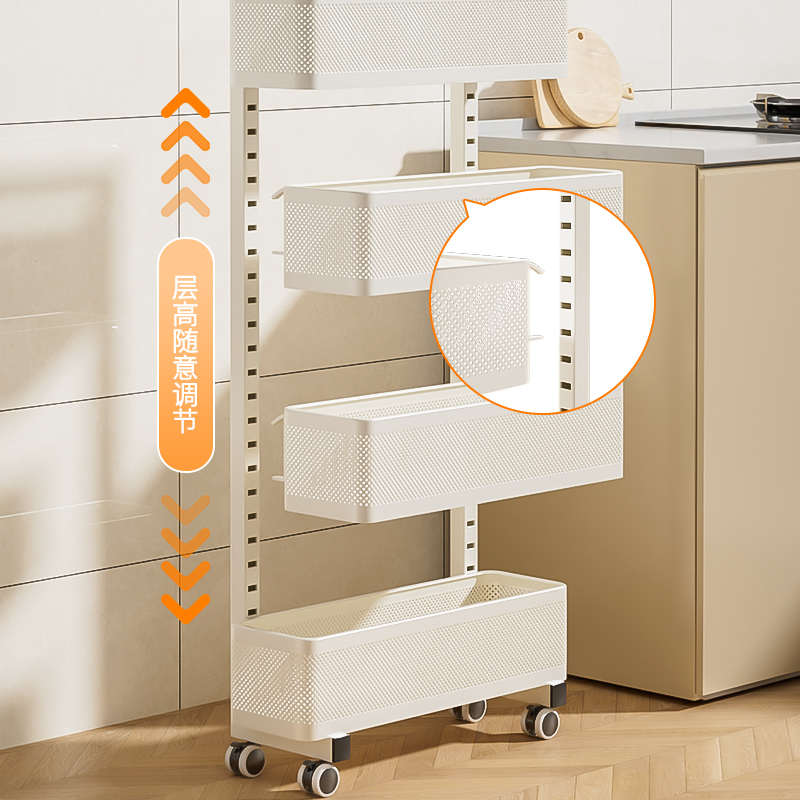 不锈钢厨房夹缝置物架冰箱侧面抽拉柜极窄缝隙收纳柜卫生间小推车