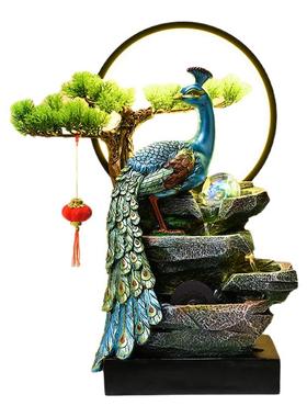 孔雀风水轮桌面摆件开业乔迁