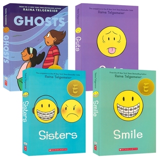 Raina Telgemeier Guts Smile  Sisters Ghosts 微笑 姐妹情深 勇气 幽灵 漫画小说 校园成长故事 英文原版进口儿童图书