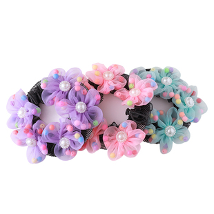 儿童舞蹈发网女童丸子头盘发器发圈头饰神器2024新款网兜头花发饰