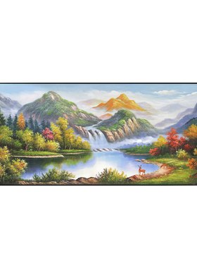 客厅办公室挂画靠山客厅装饰背景墙装饰画日照金山肌理油画