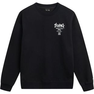 李宁加绒卫衣男士官方冬季新款情侣上衣套头保暖长袖休闲女运动服