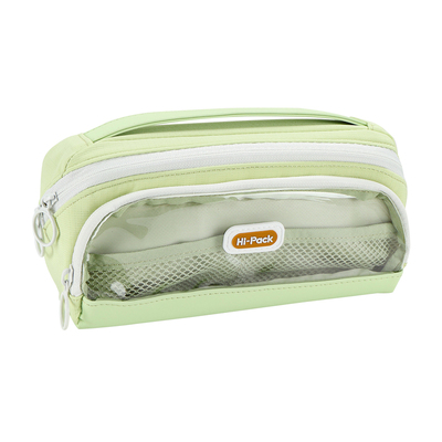 晨光大容量透明笔袋贝壳包可站式