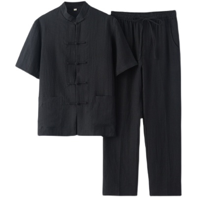 纯亚麻中青年复古薄款汉服唐装