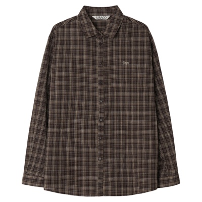 复古格纹衬衫宽松休闲长袖上衣