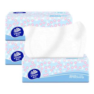 维达细韧抽纸3层100抽3包家用原生木浆柔韧不易破实惠装餐巾纸