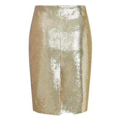 ChicChick时髦小鸡vol19artdeco派对哑光金亮片开衩直筒包臀半裙