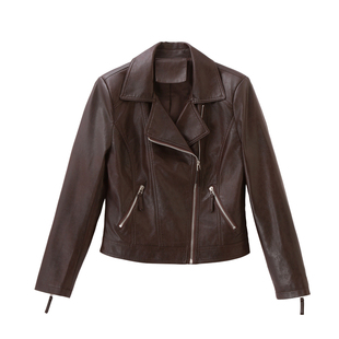 海宁真皮春季绵羊皮女款皮衣外套爆款2026新款女士修身短款皮夹克