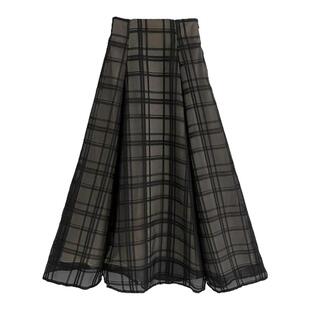 日本直邮日潮 GRL 格纹透视喇叭裙 tu1082裙子长款休闲半身裙