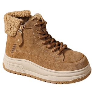 星期六雪地靴女款2025新款冬季加绒加厚保暖棉鞋棕色短靴子马丁靴