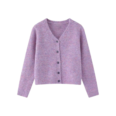 CCKOK彩纱混色V领针织毛衣开衫